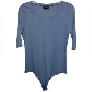 Fauxgerty Ribbed Knit Organic Cotton & Tencel Bodysuit 3X in Eucalyptus